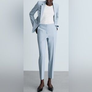 Mango Blue Trousers with Elegant Draped Design NWT - Size 8